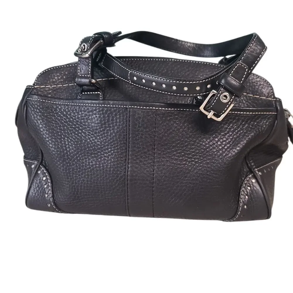 Coach Hampton Tassel Satchel Black Pebbled Leather 5031 GUC - Picture 6 of 11